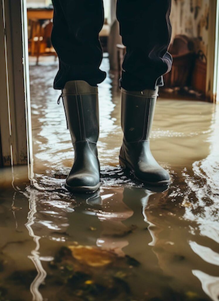 Rain Boots in a Flooded Kitchen